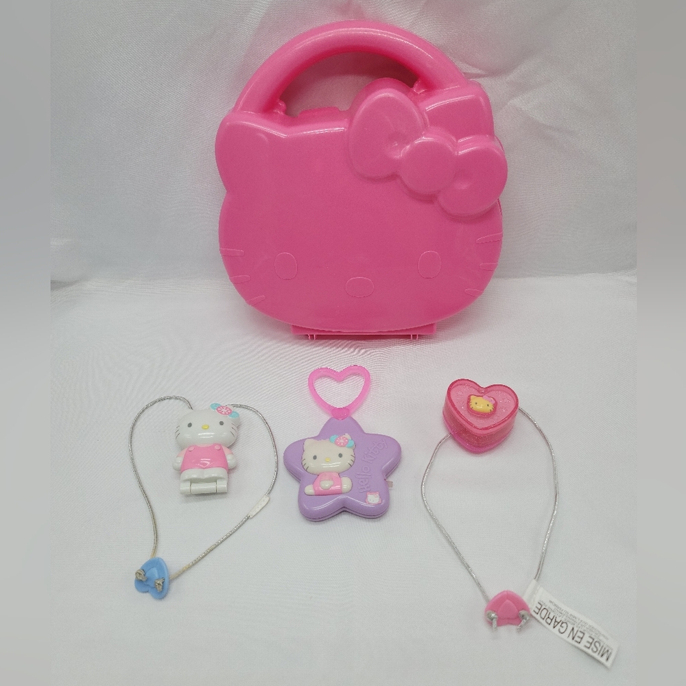 Vintage 2002 Hello Kitty McDonalds Pink Case Necklaces Sticker Dispens HappyMeal